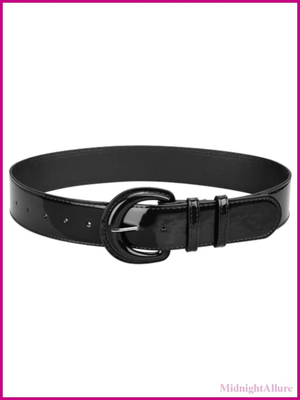 Wide Patent Leather Belt Pin Buckle Adjustable Waist Belt for Dresses Jeans